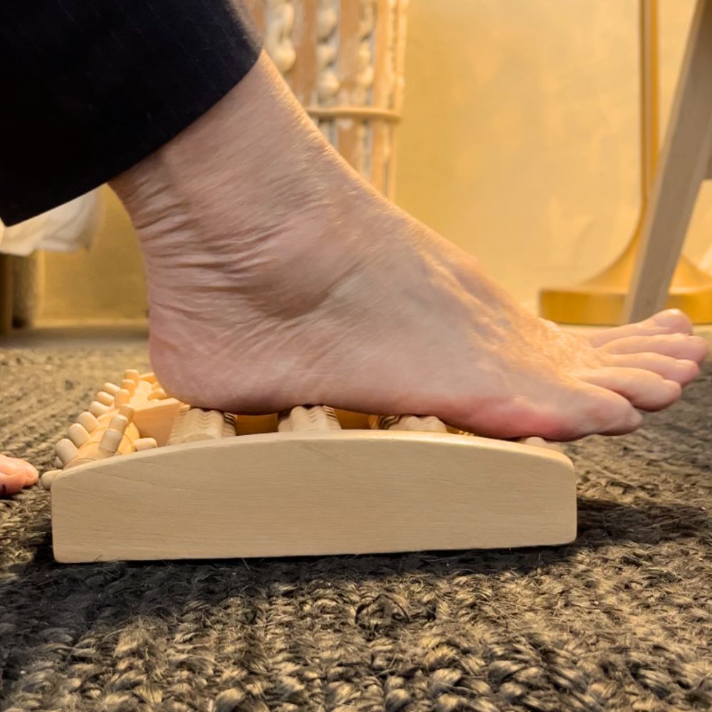 Foot roller made from certified eco wood for natural pain relief