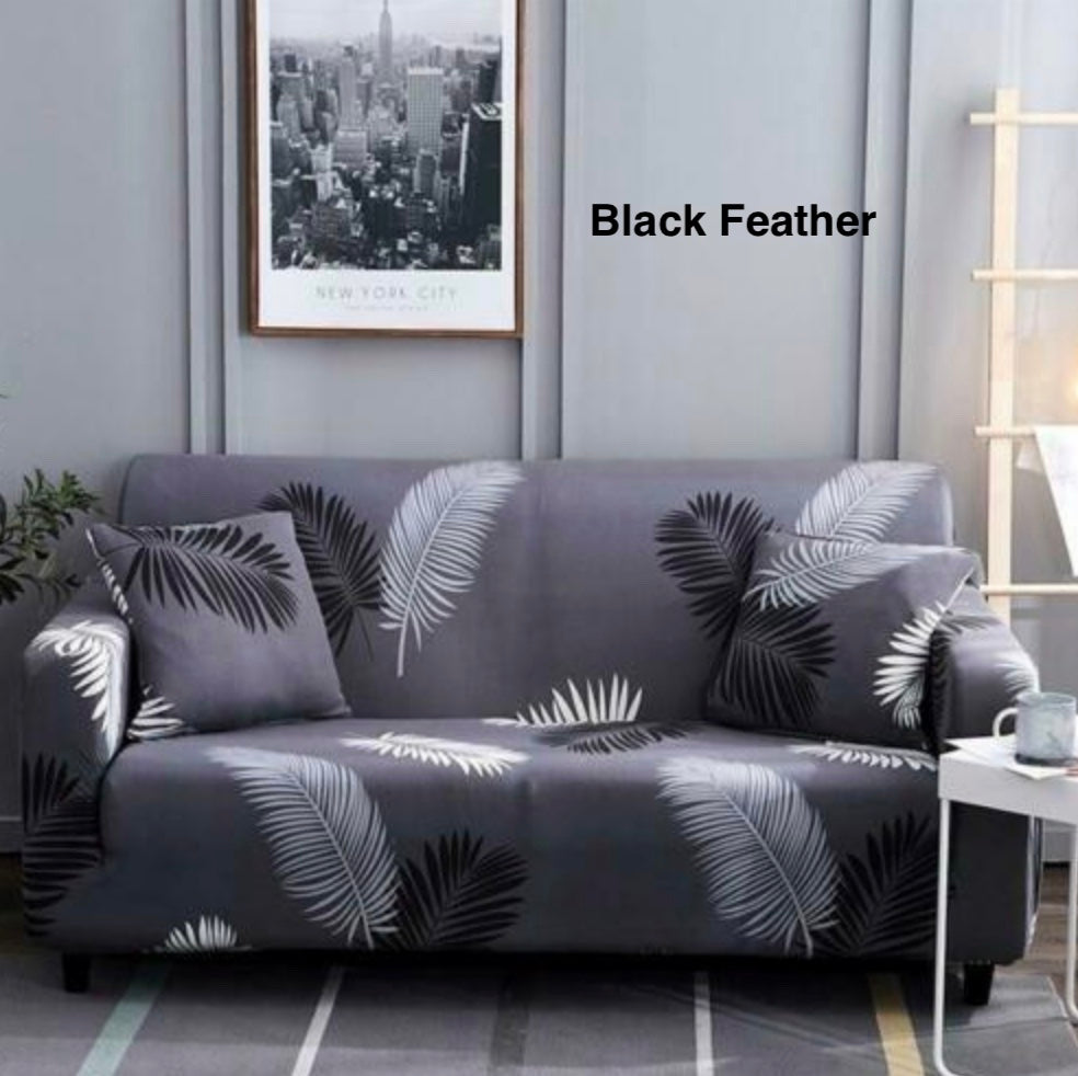 Elegant printed sofa slipcover protecting against daily wear