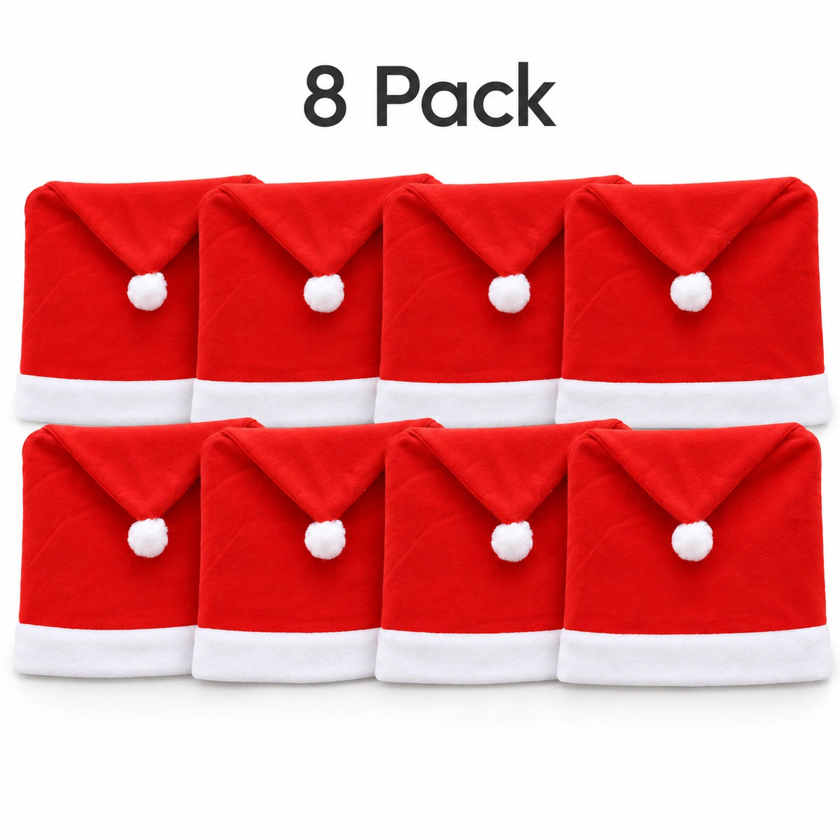 SantaSeat Christmas chair covers 8 pack of Santa hat dining chair covers