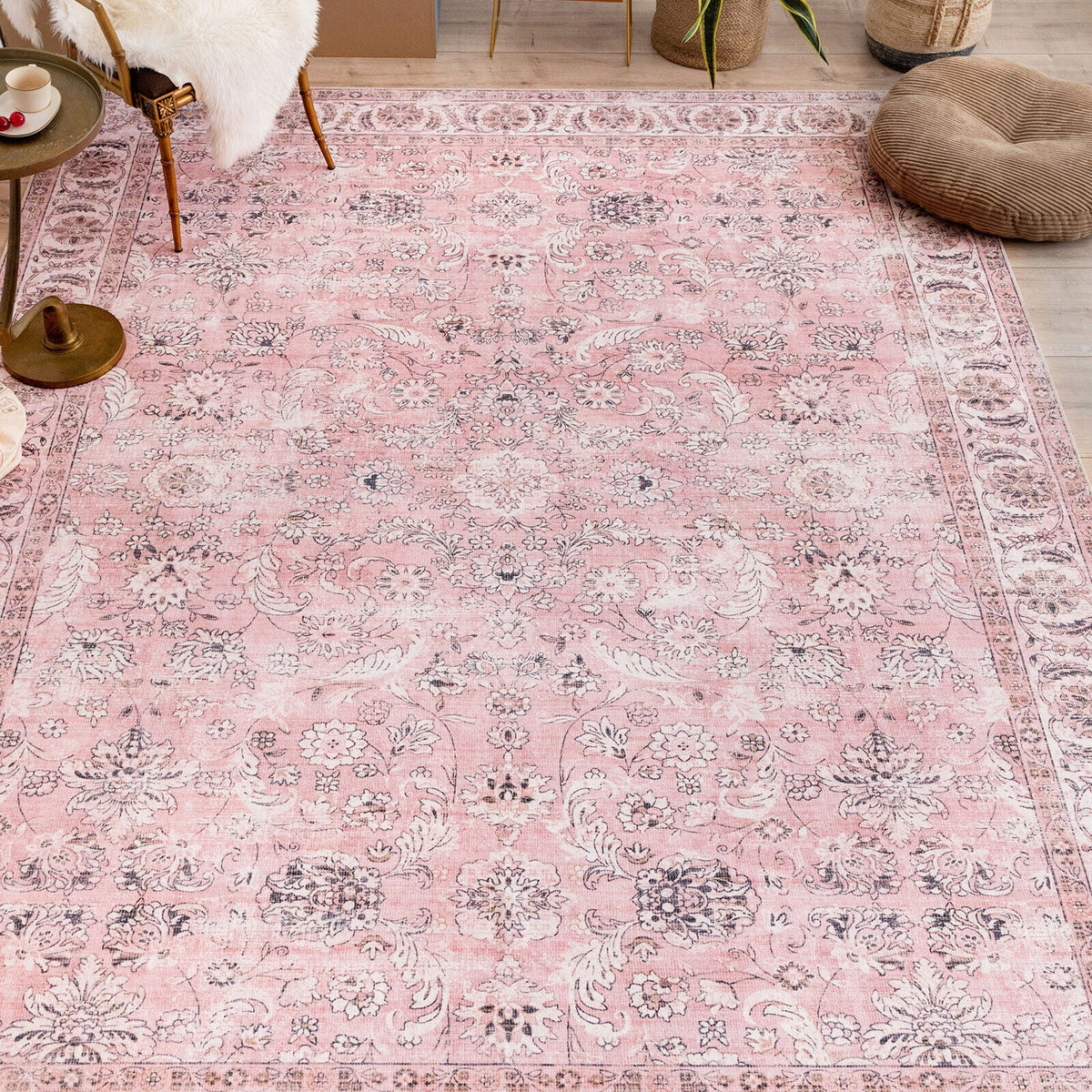 Durable non-slip washable rug for high traffic areas