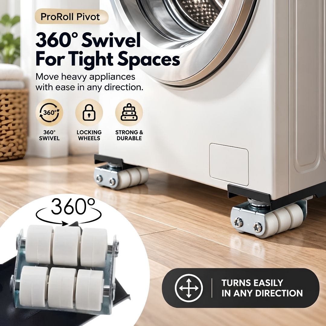 Adjustable mobile appliance stand with 360° swivel castor wheel for turning in tight spaces