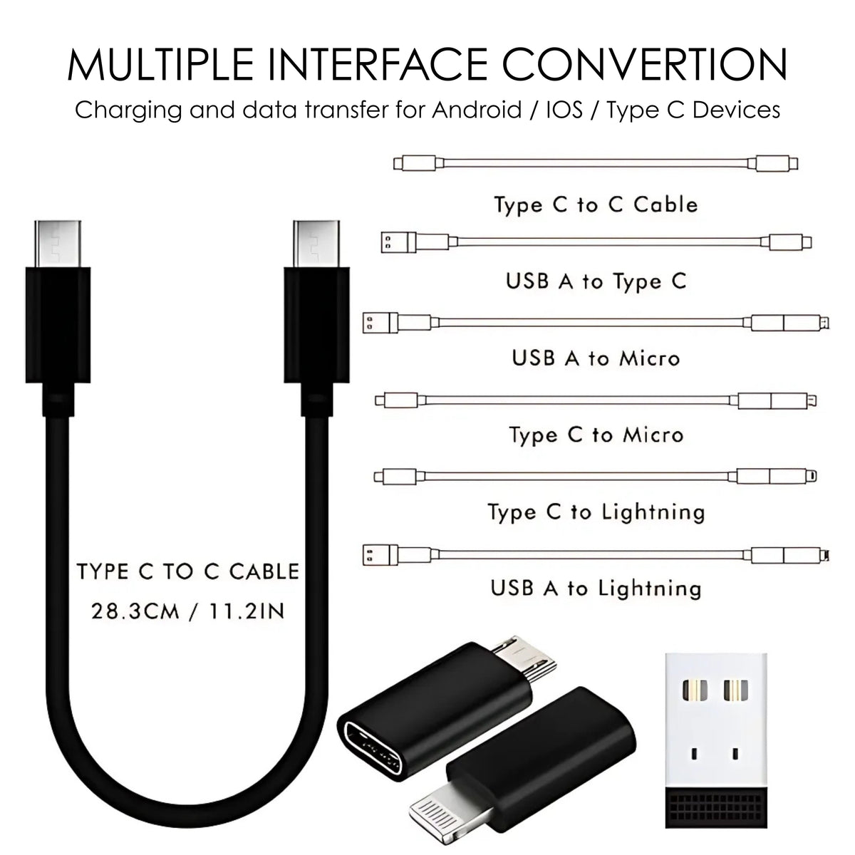 Compact travel tech organiser with USB-C cable