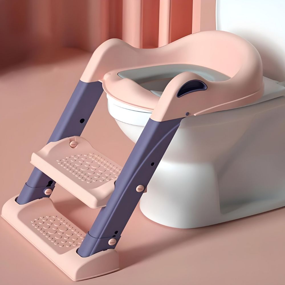 Adjustable toddler potty seat with step and handles