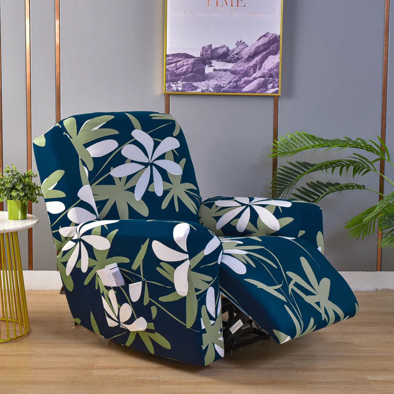Machine washable recliner slipcover in modern neutral colour

