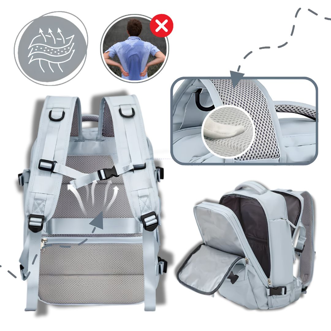 Expandable travel backpack 180 degree flat opening suitcase style