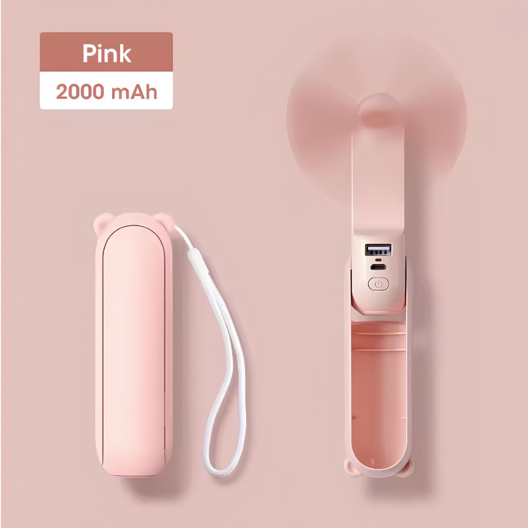 Handheld fan USB rechargeable blowing cool air on face