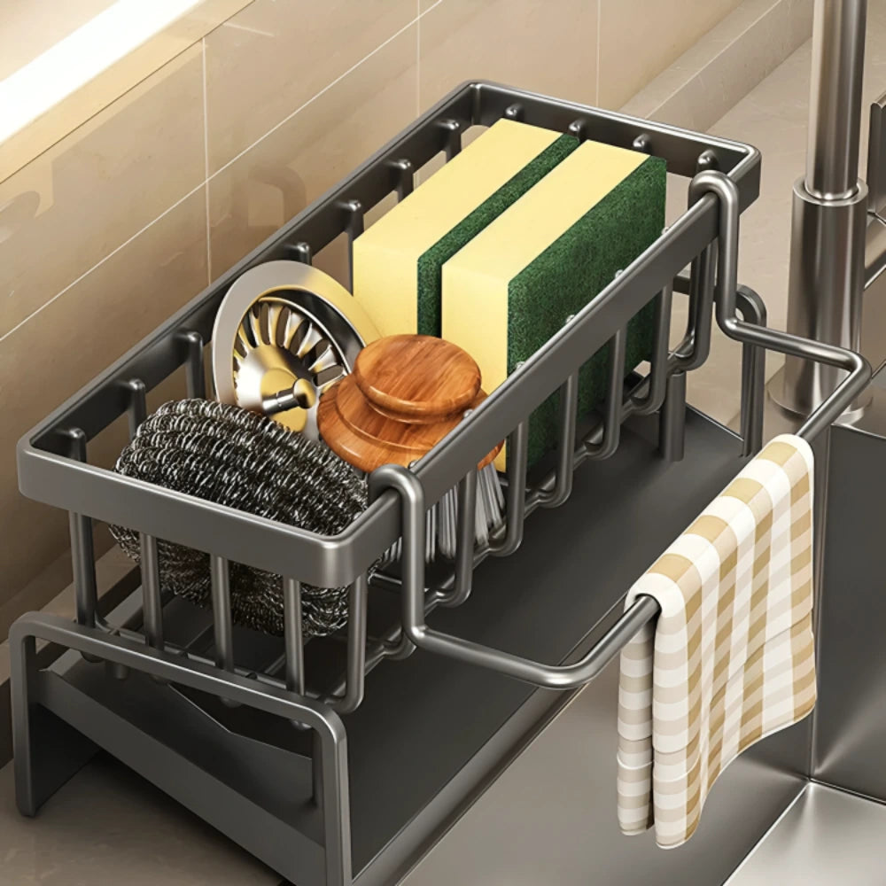 TidyTier sink organiser keeping kitchen sink tidy