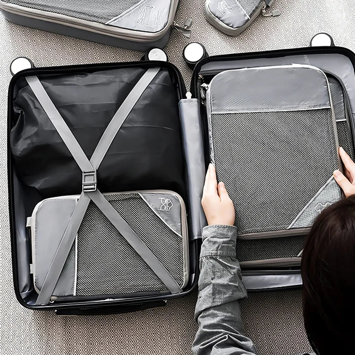 Before and after suitcase organisation using Simplify Australia compression packing cubes