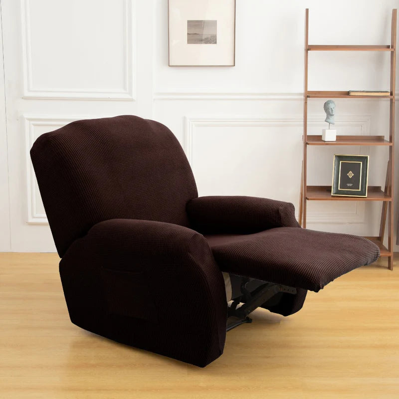 Stretch recliner chair cover in velvet fabric for a luxurious look

