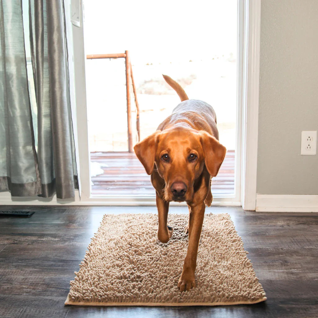 Neutral colour pet mat designed to blend with home interiors

