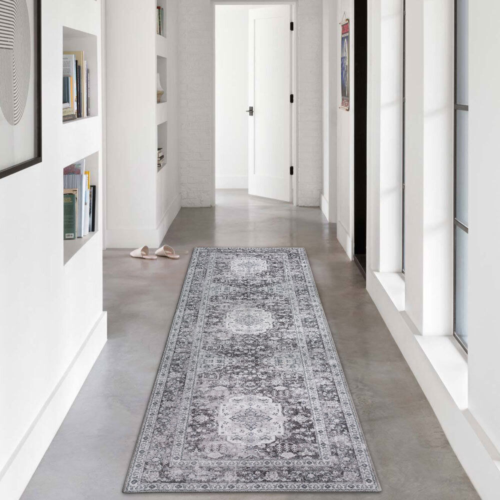 Washable polyester rug folded neatly for storage

